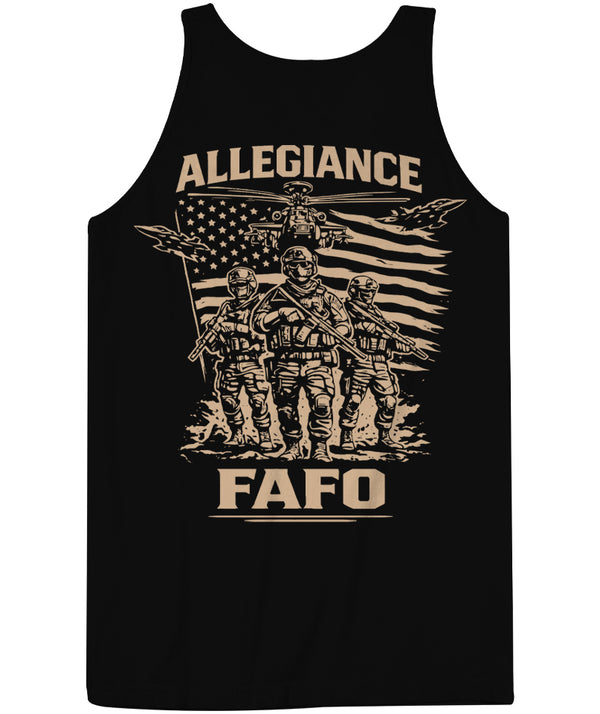 FAFO Tank black featuring military operators and American flag back graphic